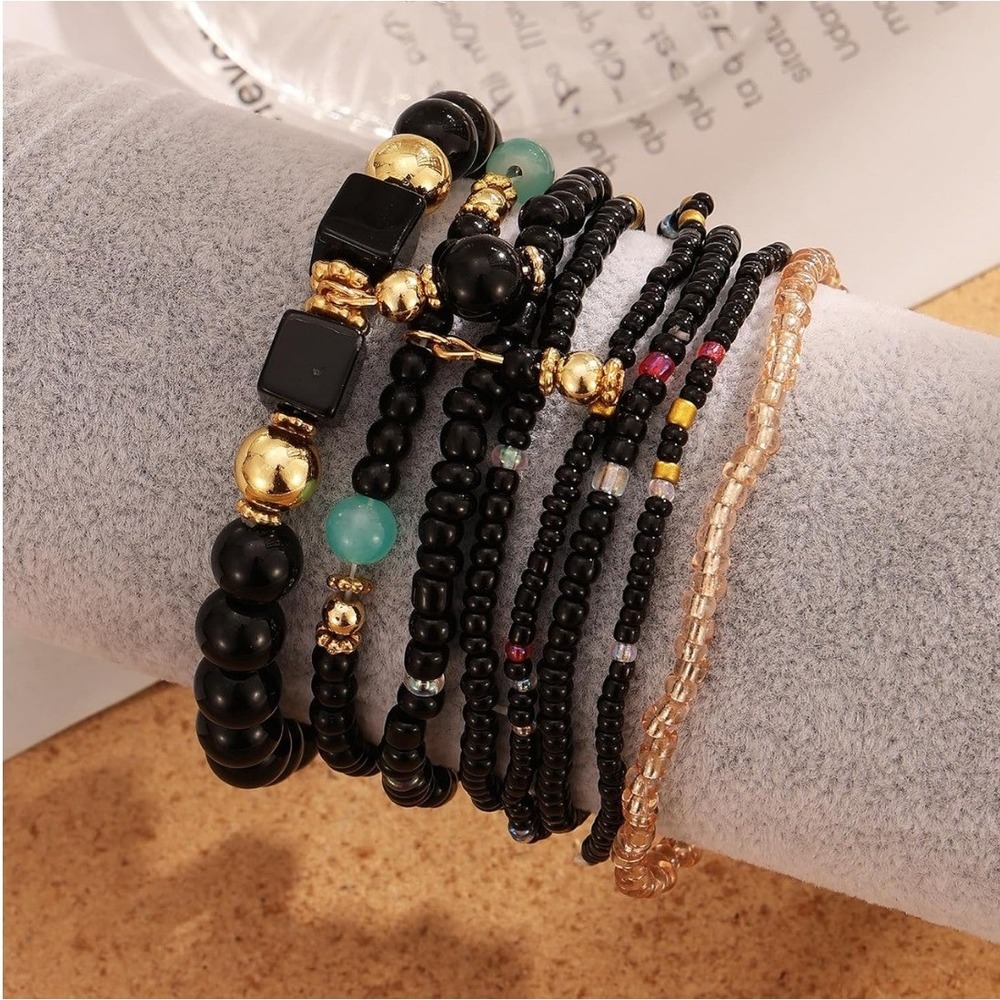 NEW Fashion Jewelry Beaded Bracelet Set Back Boho Stackable Layered - Picture 3 of 5